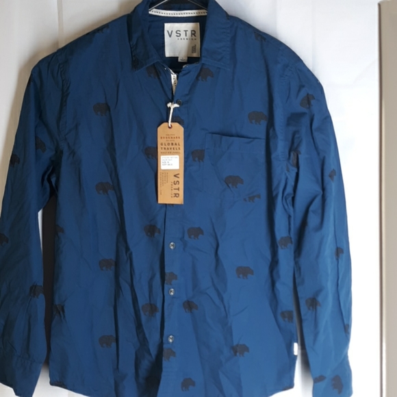 VSTR Cotton long sleeve Bear print Button shirt - Picture 1 of 7